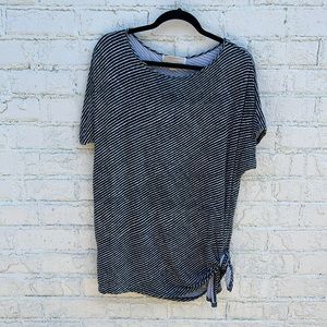 Michael Kors black and white striped side tie top M